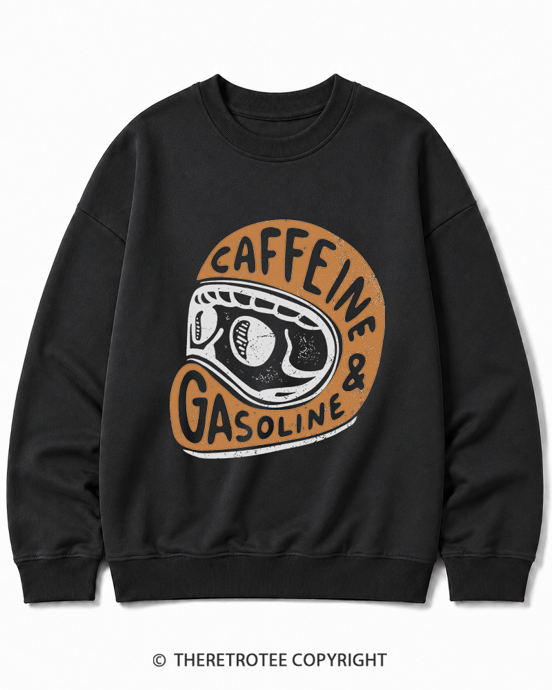 TheRetroTee Caffeine & Gasoline 1980s Cotton Sweatshirt