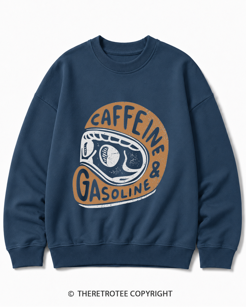 TheRetroTee Caffeine & Gasoline 1980s Cotton Sweatshirt
