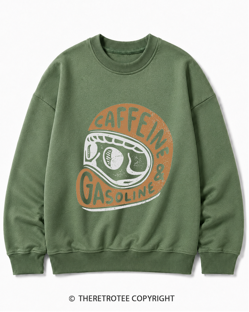 TheRetroTee Caffeine & Gasoline 1980s Cotton Sweatshirt