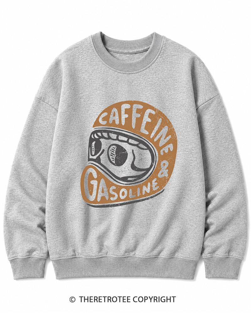 TheRetroTee Caffeine & Gasoline 1980s Cotton Sweatshirt