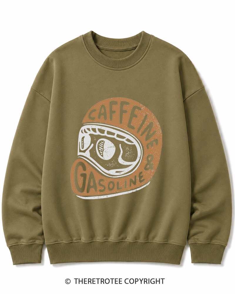 TheRetroTee Caffeine & Gasoline 1980s Cotton Sweatshirt