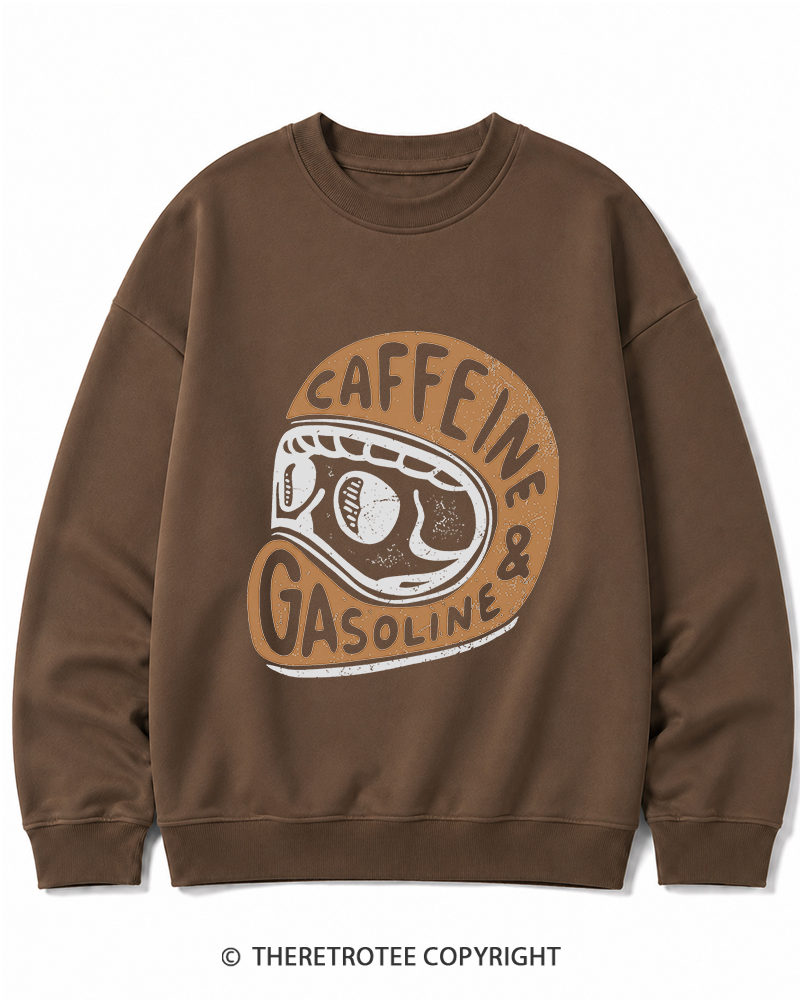 TheRetroTee Caffeine & Gasoline 1980s Cotton Sweatshirt