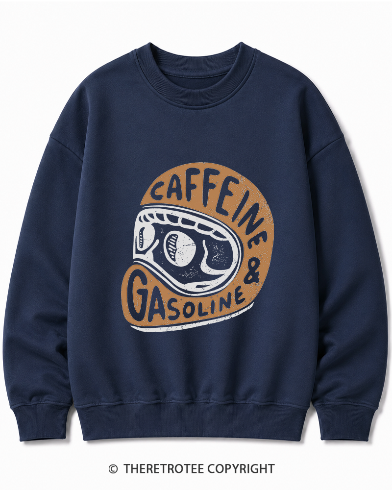 TheRetroTee Caffeine & Gasoline 1980s Cotton Sweatshirt