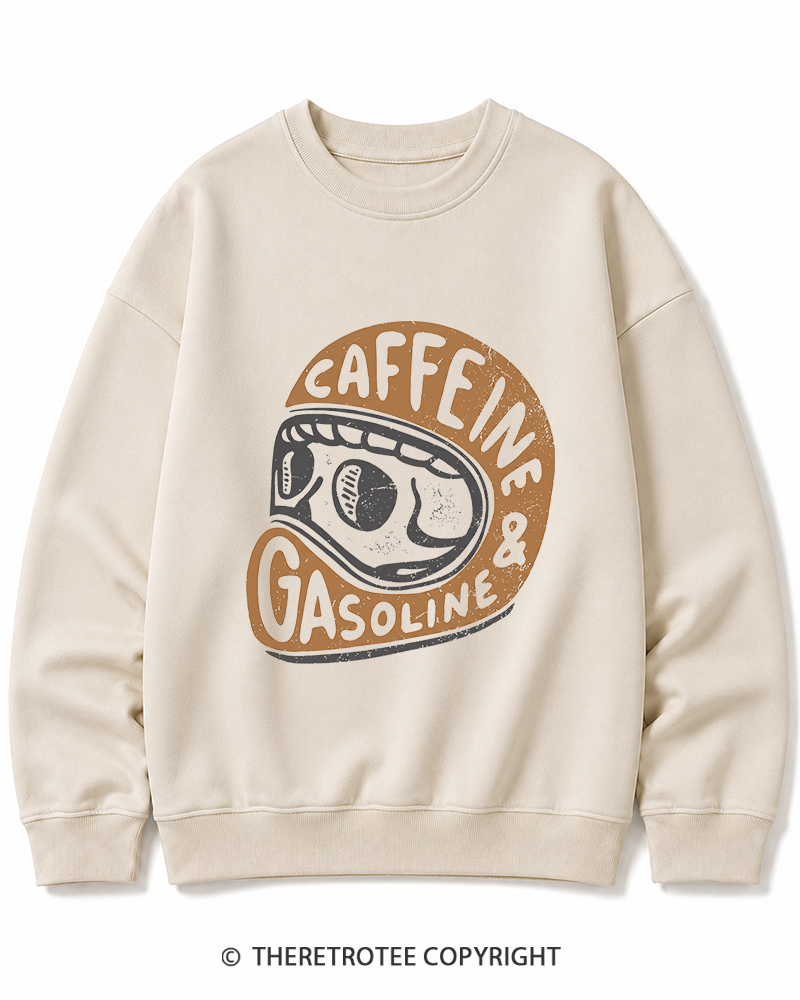 TheRetroTee Caffeine & Gasoline 1980s Cotton Sweatshirt