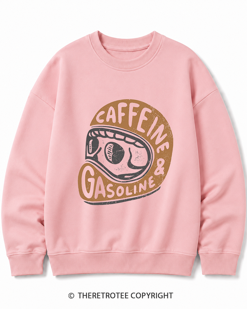 TheRetroTee Caffeine & Gasoline 1980s Cotton Sweatshirt