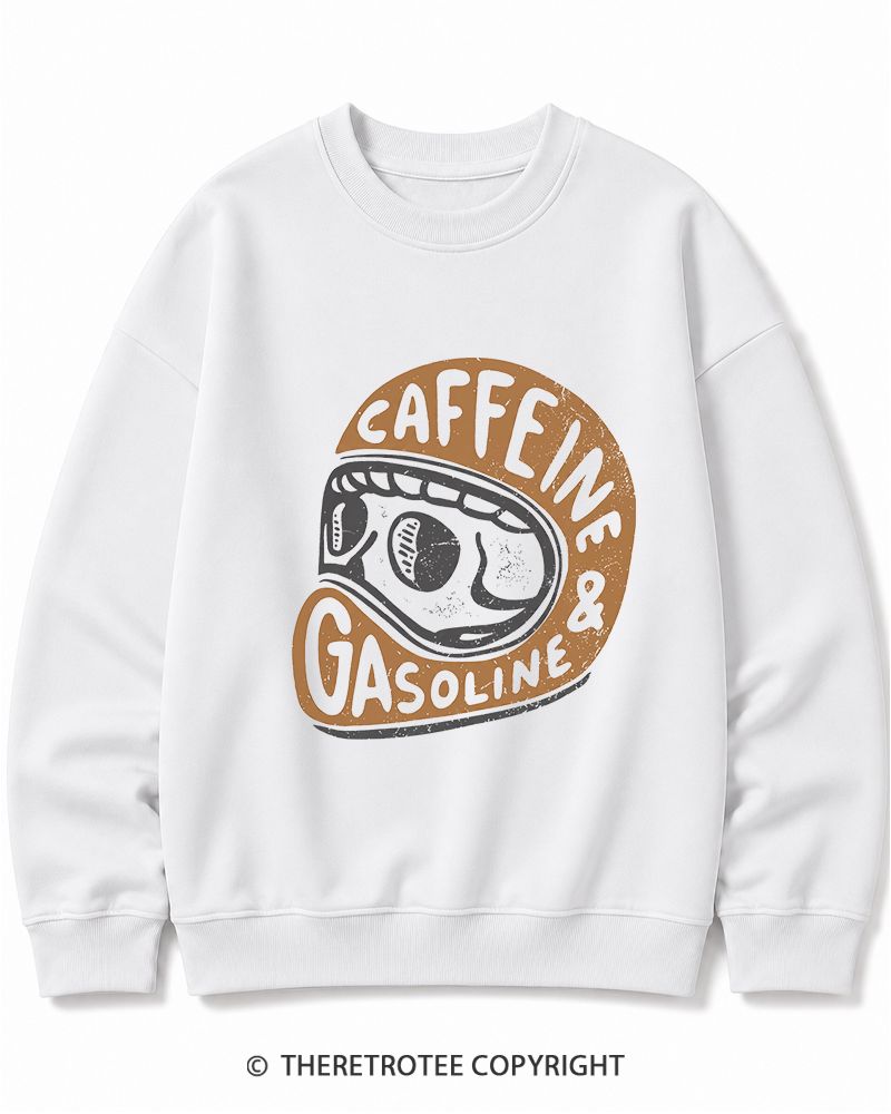 TheRetroTee Caffeine & Gasoline 1980s Cotton Sweatshirt