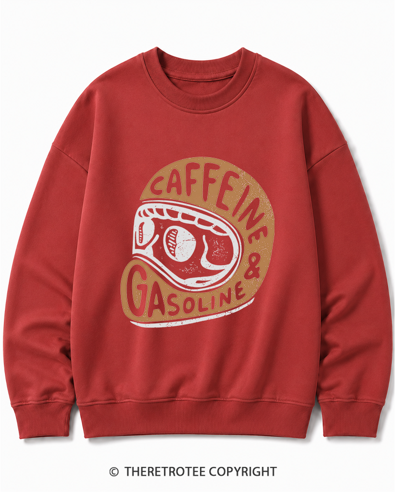 TheRetroTee Caffeine & Gasoline 1980s Cotton Sweatshirt