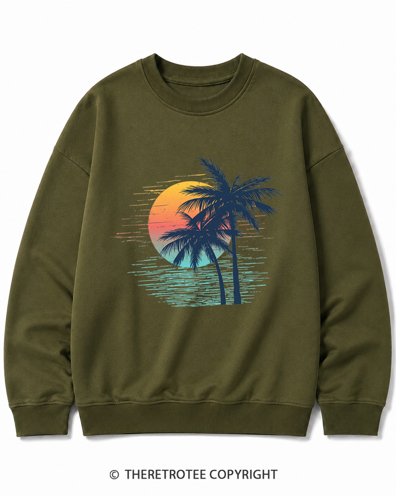 TheRetroTee Tropical Sunset 1970s Cotton Sweatshirt