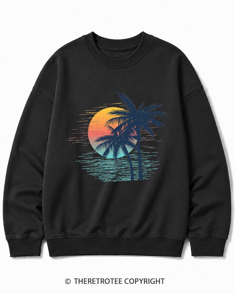 TheRetroTee Tropical Sunset 1970s Cotton Sweatshirt