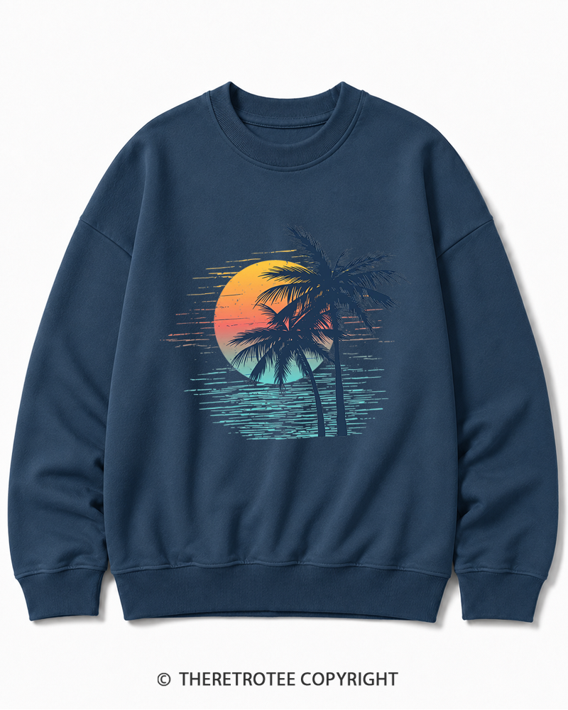 TheRetroTee Tropical Sunset 1970s Cotton Sweatshirt