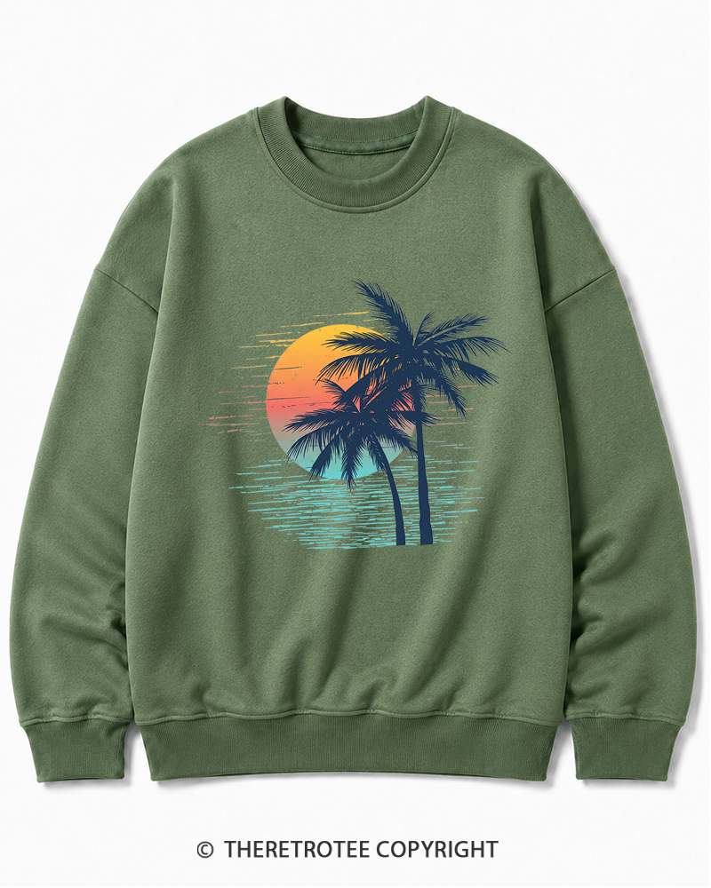 TheRetroTee Tropical Sunset 1970s Cotton Sweatshirt