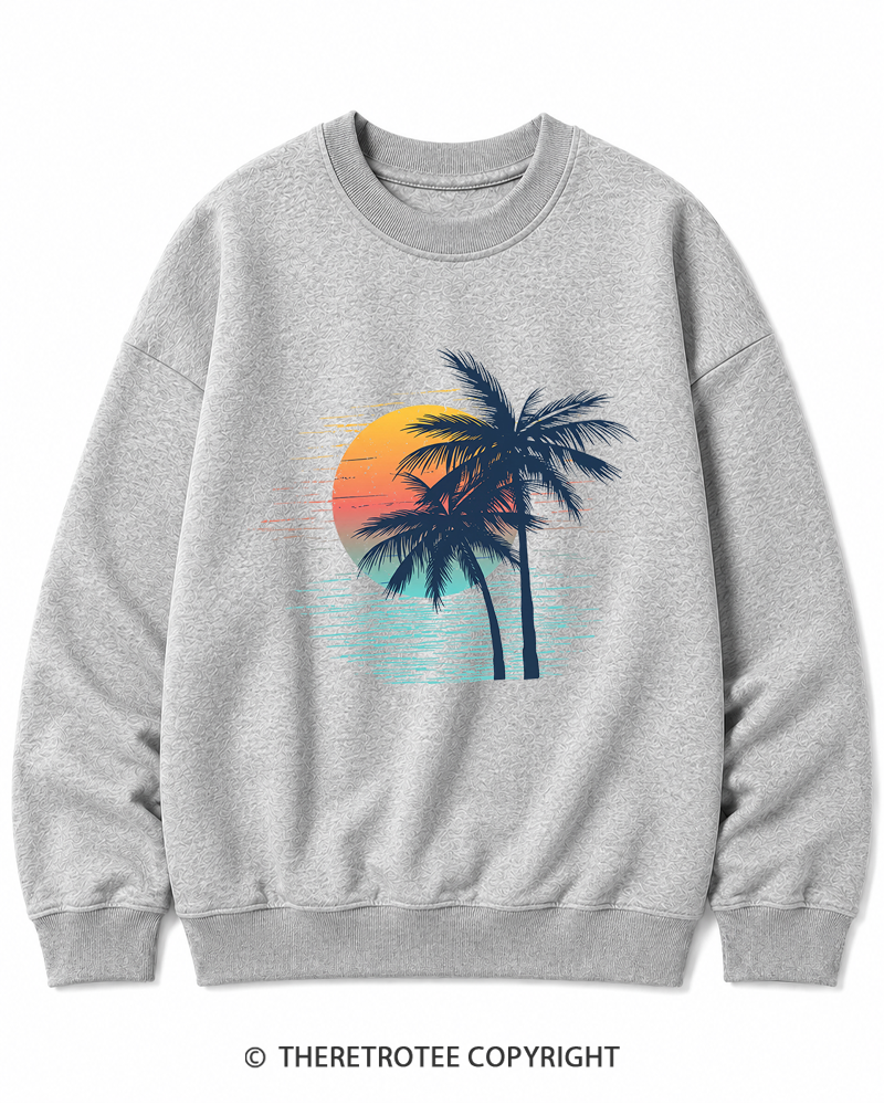 TheRetroTee Tropical Sunset 1970s Cotton Sweatshirt