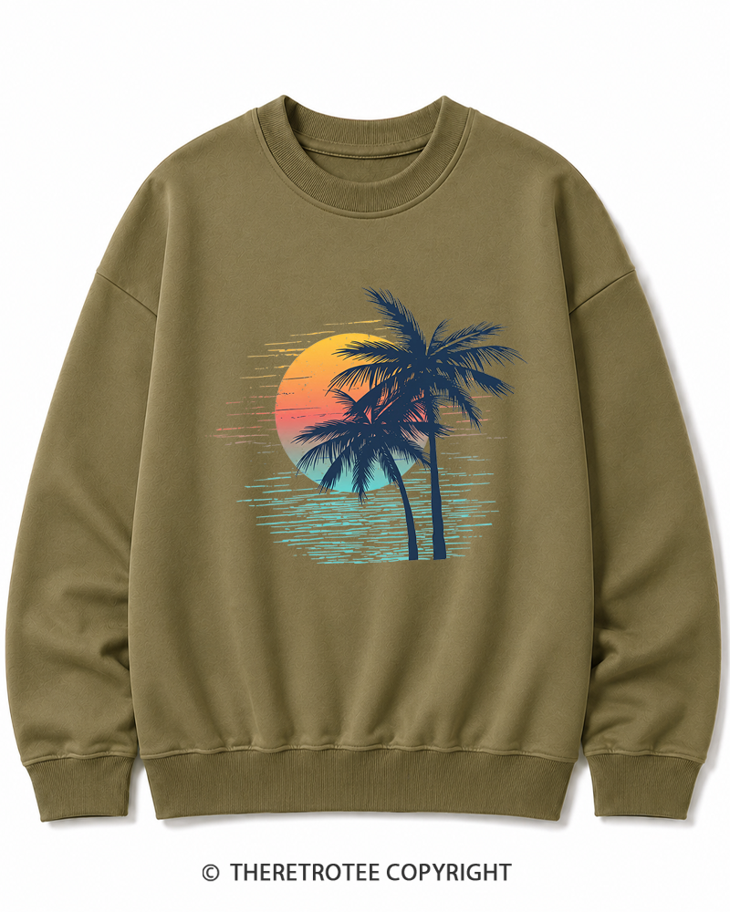 TheRetroTee Tropical Sunset 1970s Cotton Sweatshirt