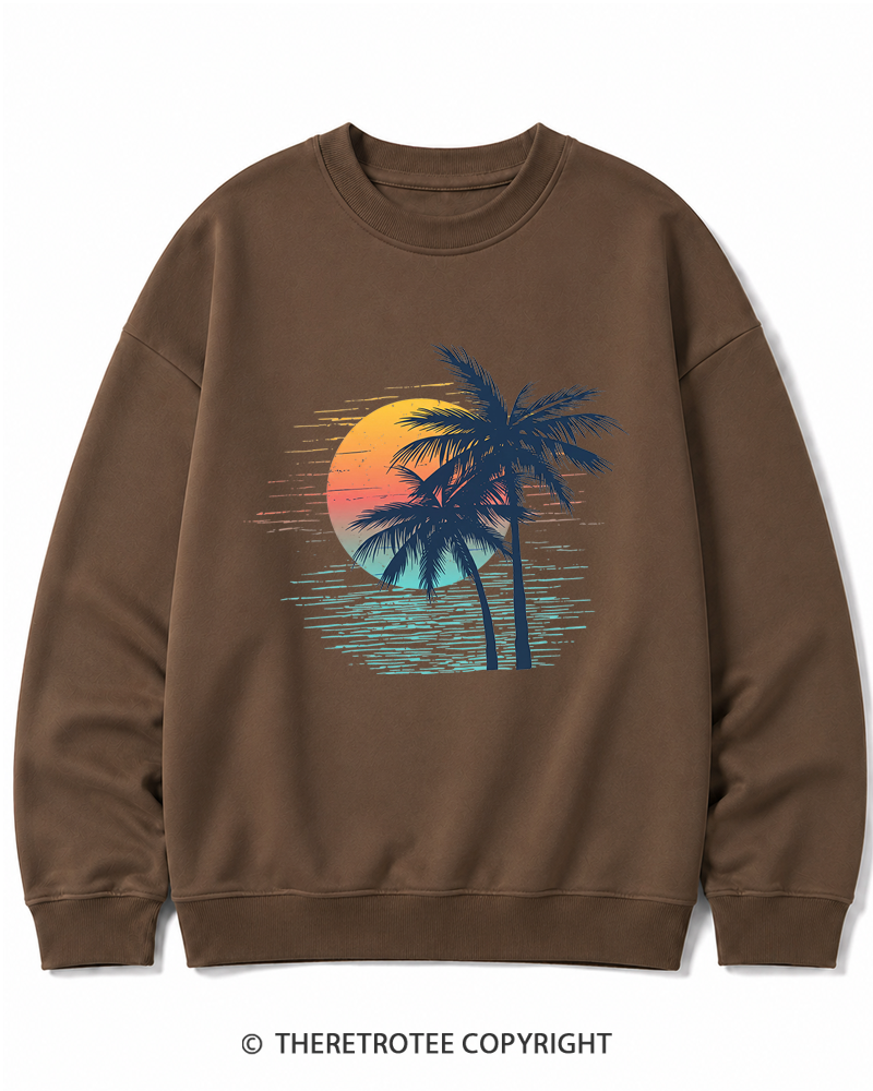 TheRetroTee Tropical Sunset 1970s Cotton Sweatshirt