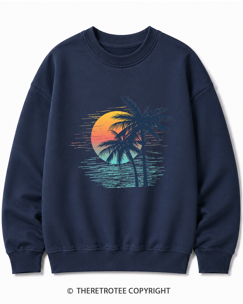 TheRetroTee Tropical Sunset 1970s Cotton Sweatshirt