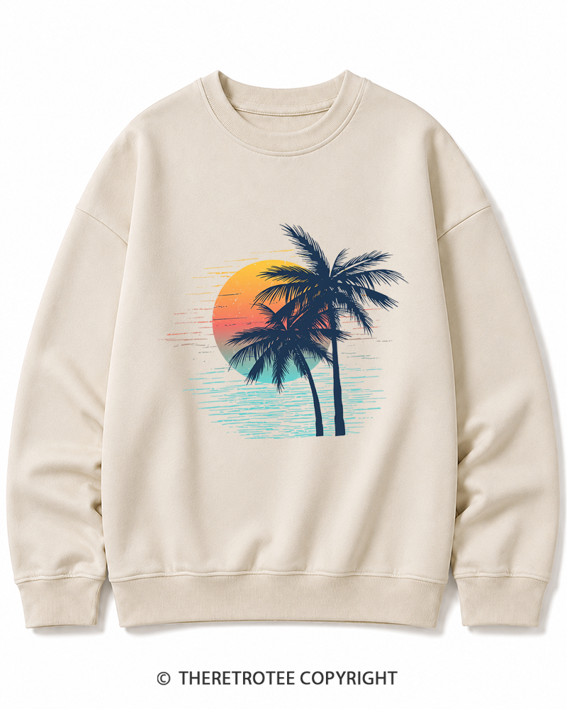 TheRetroTee Tropical Sunset 1970s Cotton Sweatshirt