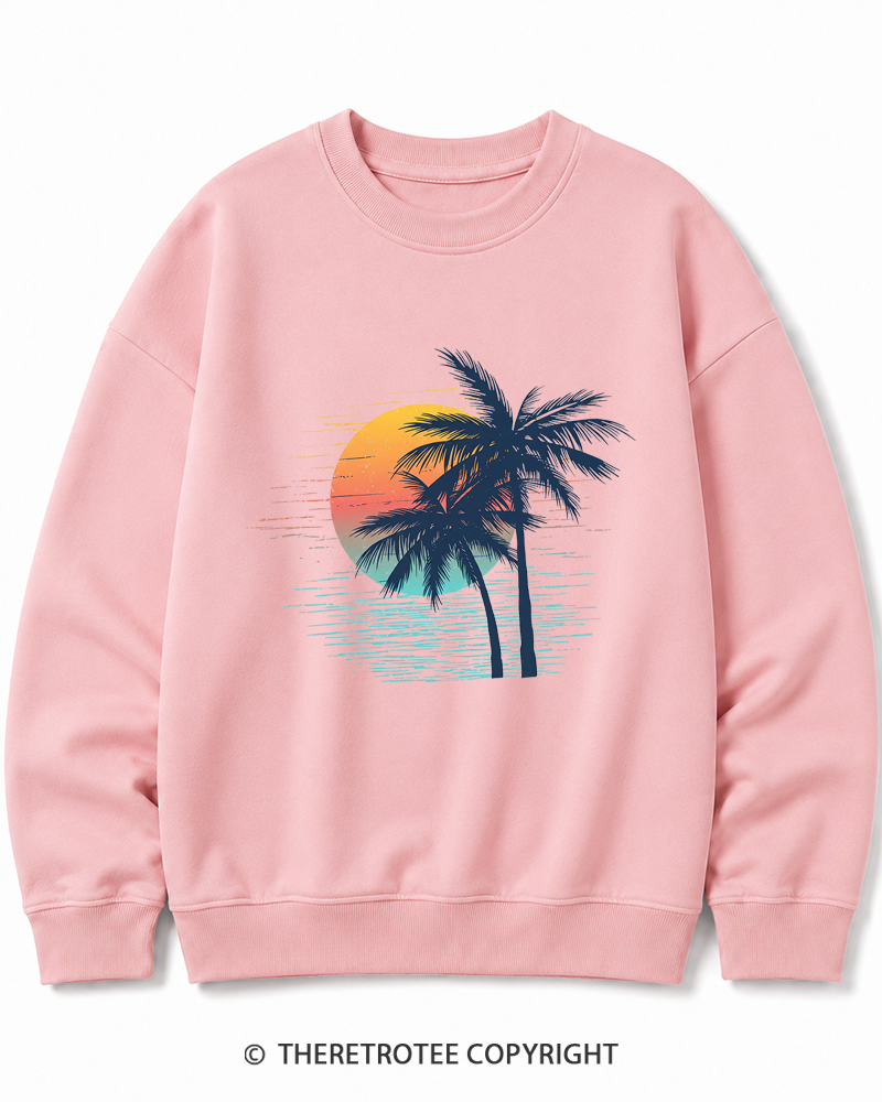 TheRetroTee Tropical Sunset 1970s Cotton Sweatshirt