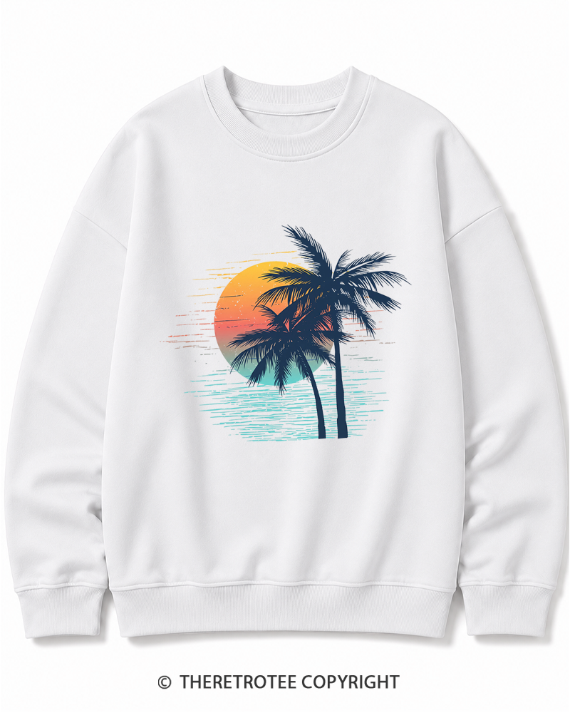 TheRetroTee Tropical Sunset 1970s Cotton Sweatshirt