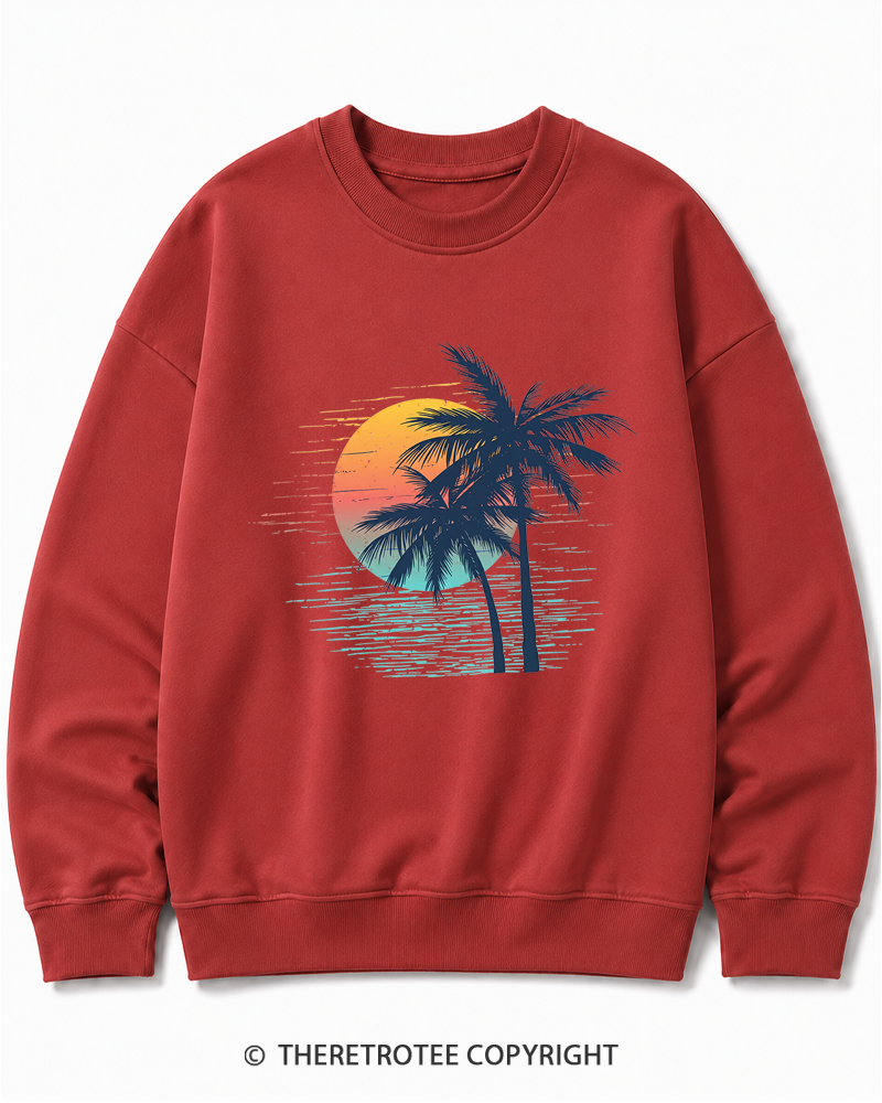 TheRetroTee Tropical Sunset 1970s Cotton Sweatshirt