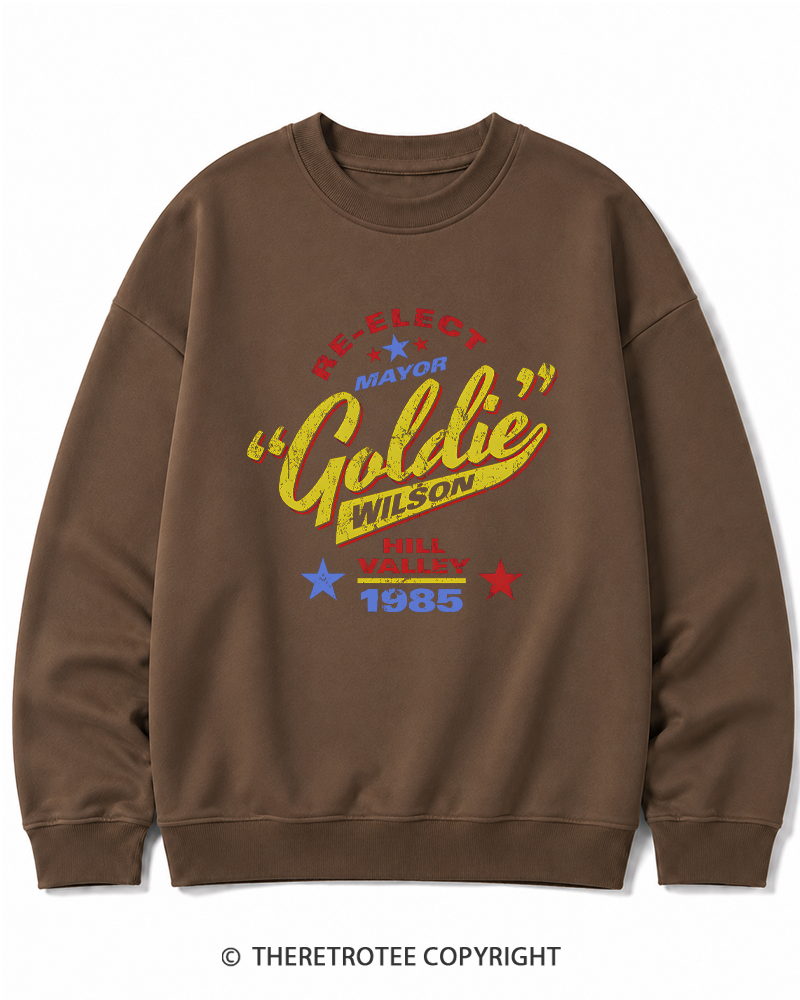 TheRetroTee Re-Elect Mayor Goldie Wilson 1980s Cotton Sweatshirt
