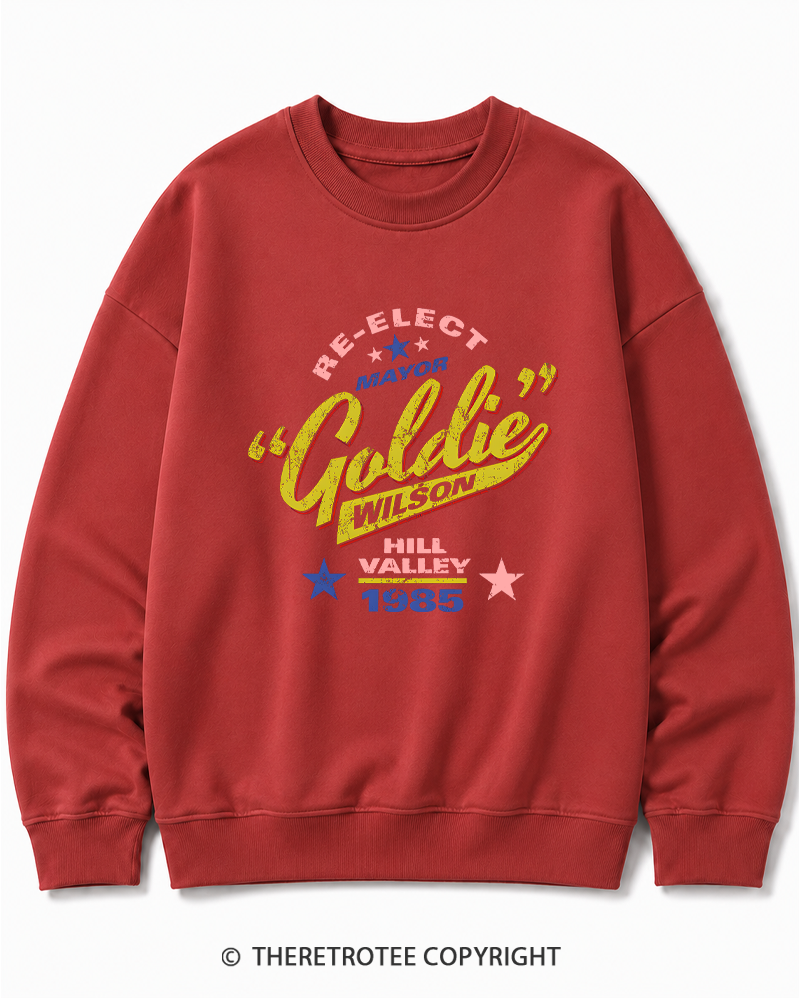 TheRetroTee Re-Elect Mayor Goldie Wilson 1980s Cotton Sweatshirt