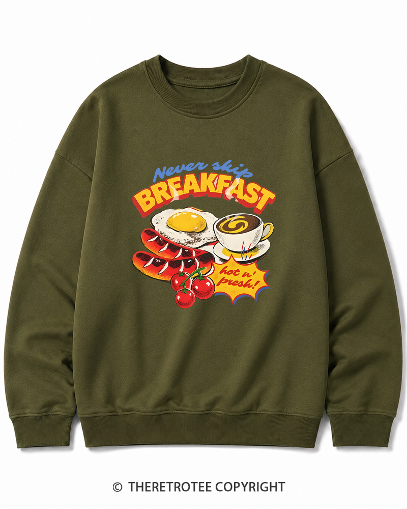 TheRetroTee Never Skip Breakfast 1960s Cotton Sweatshirt