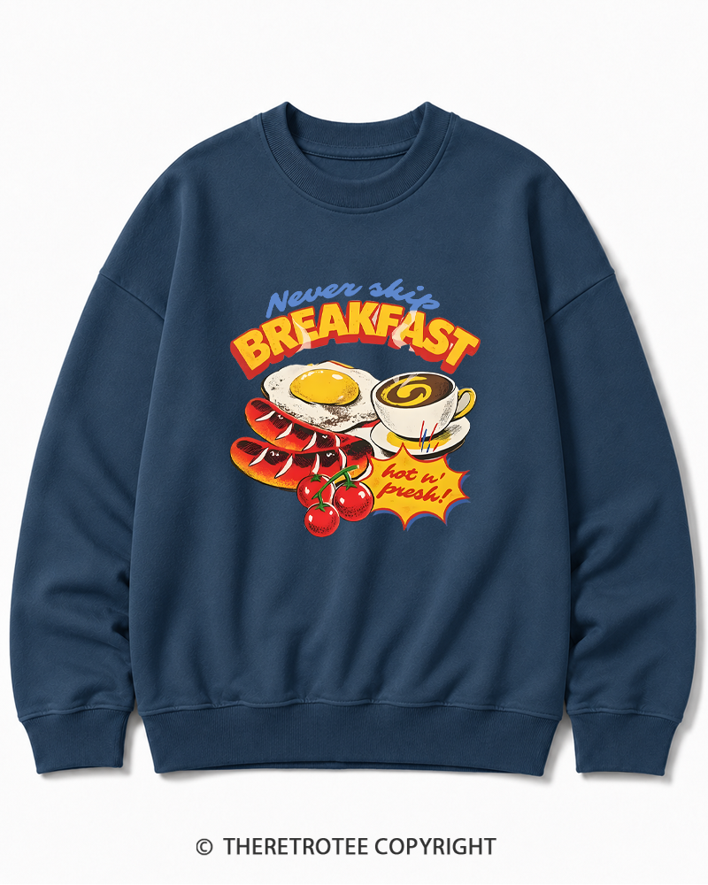 TheRetroTee Never Skip Breakfast 1960s Cotton Sweatshirt