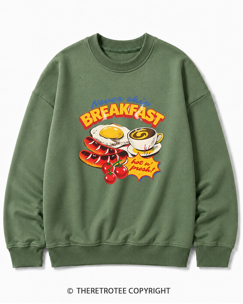TheRetroTee Never Skip Breakfast 1960s Cotton Sweatshirt