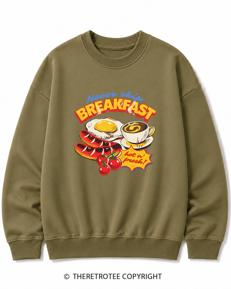 TheRetroTee Never Skip Breakfast 1960s Cotton Sweatshirt