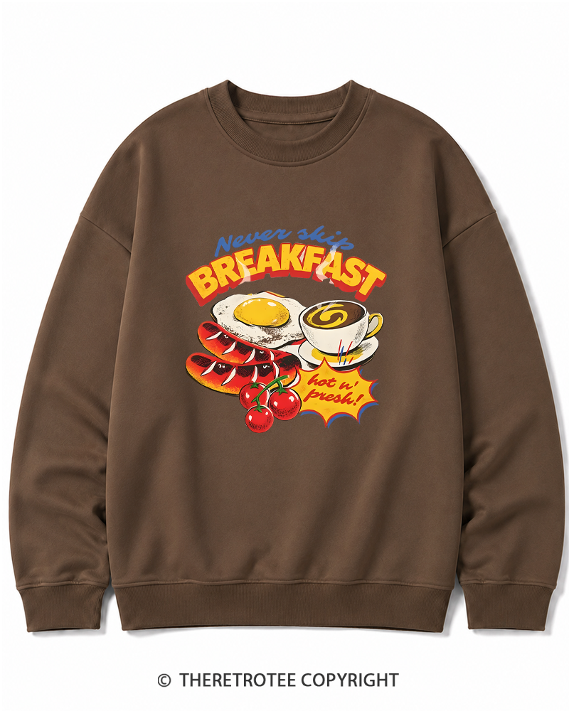TheRetroTee Never Skip Breakfast 1960s Cotton Sweatshirt