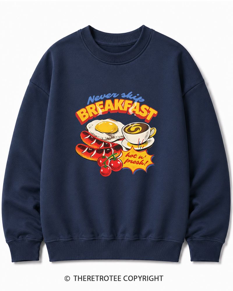 TheRetroTee Never Skip Breakfast 1960s Cotton Sweatshirt