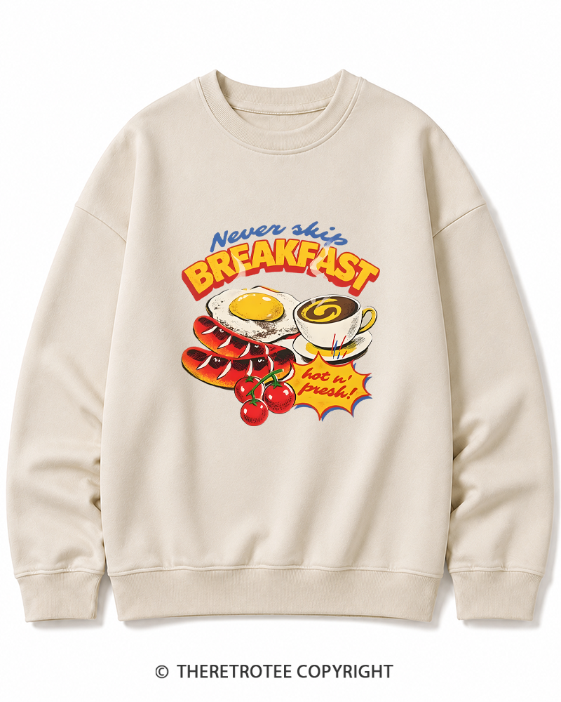 TheRetroTee Never Skip Breakfast 1960s Cotton Sweatshirt
