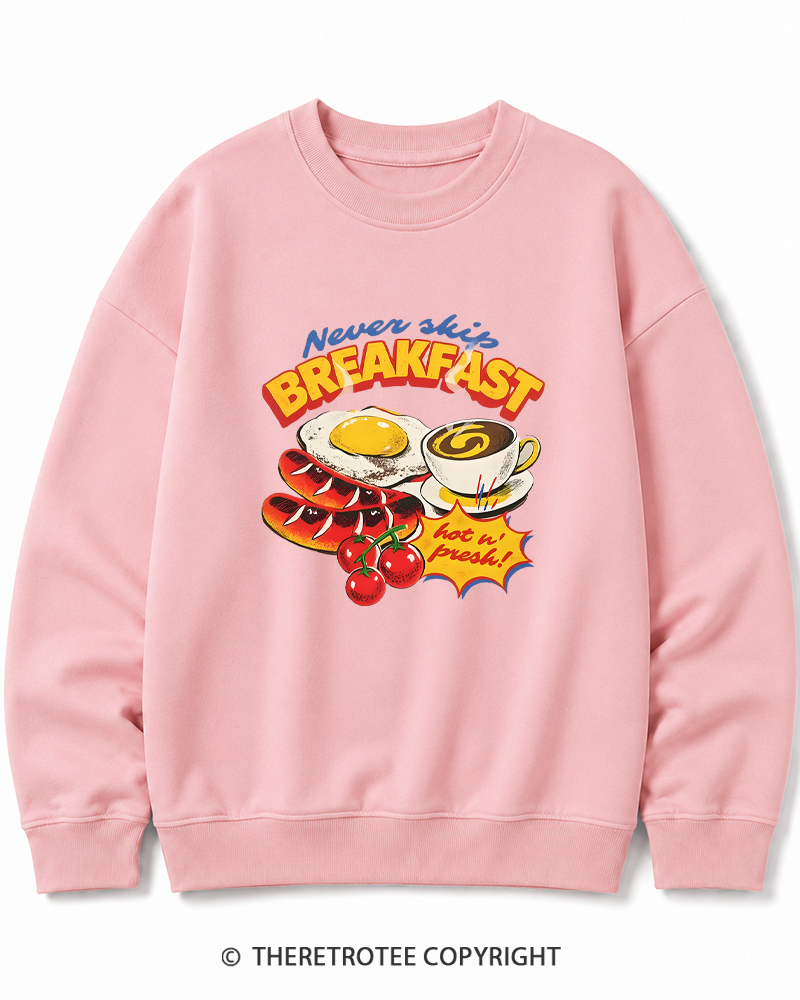 TheRetroTee Never Skip Breakfast 1960s Cotton Sweatshirt