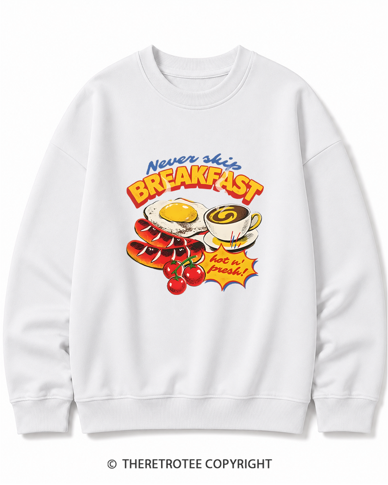 TheRetroTee Never Skip Breakfast 1960s Cotton Sweatshirt