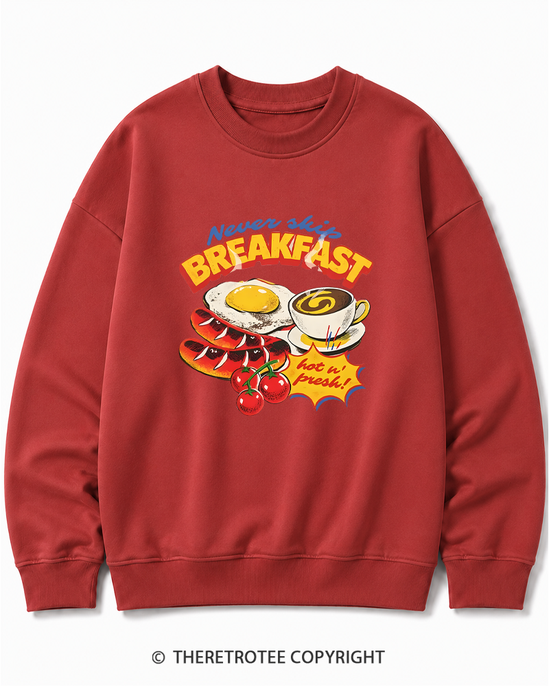 TheRetroTee Never Skip Breakfast 1960s Cotton Sweatshirt