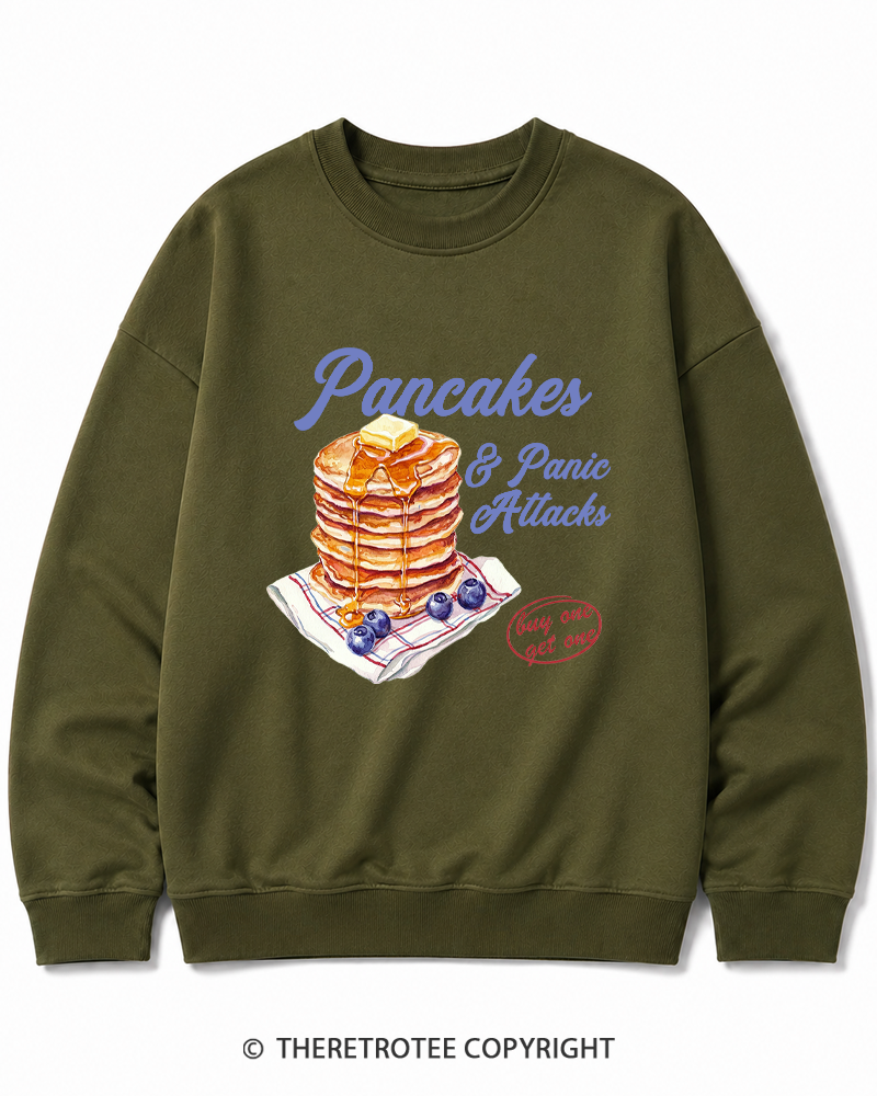 TheRetroTee Pancakes & Panic Attacks 1960s Cotton Sweatshirt