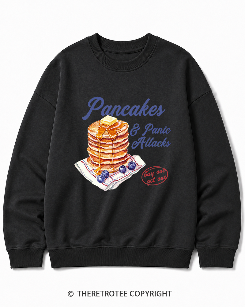 TheRetroTee Pancakes & Panic Attacks 1960s Cotton Sweatshirt