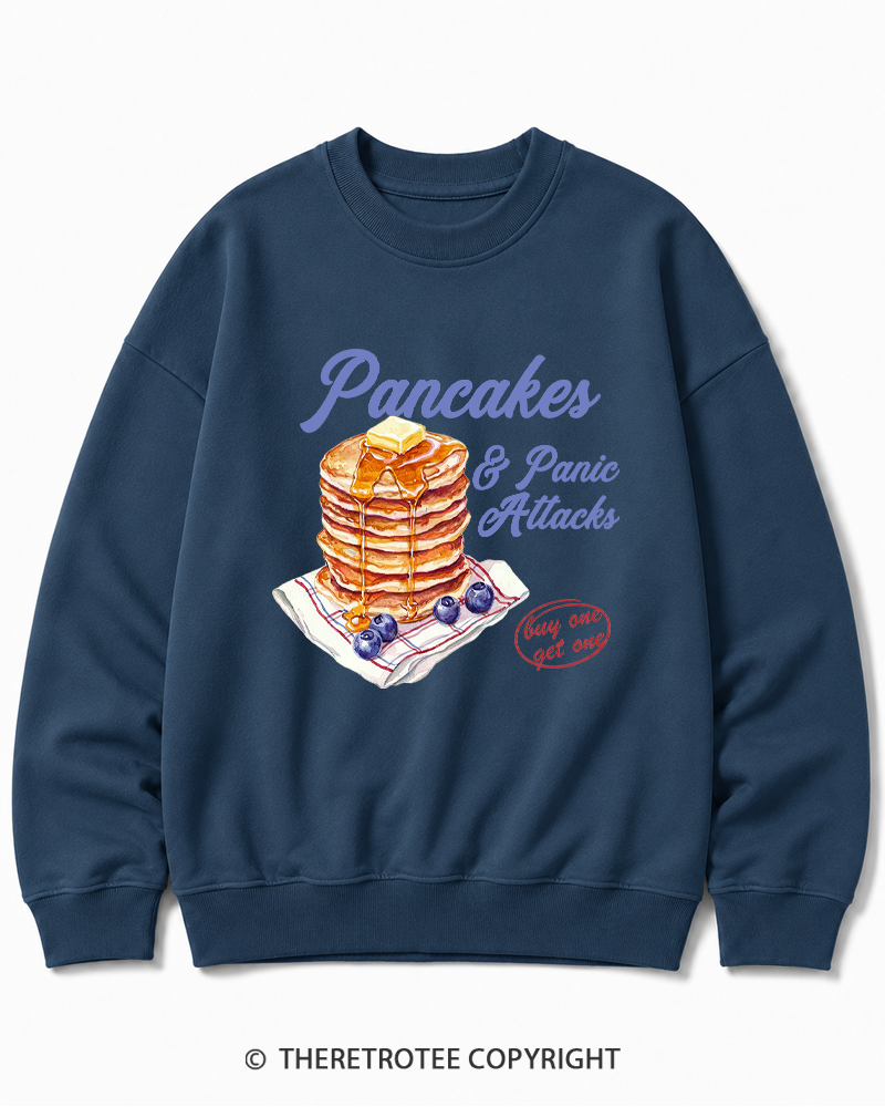 TheRetroTee Pancakes & Panic Attacks 1960s Cotton Sweatshirt