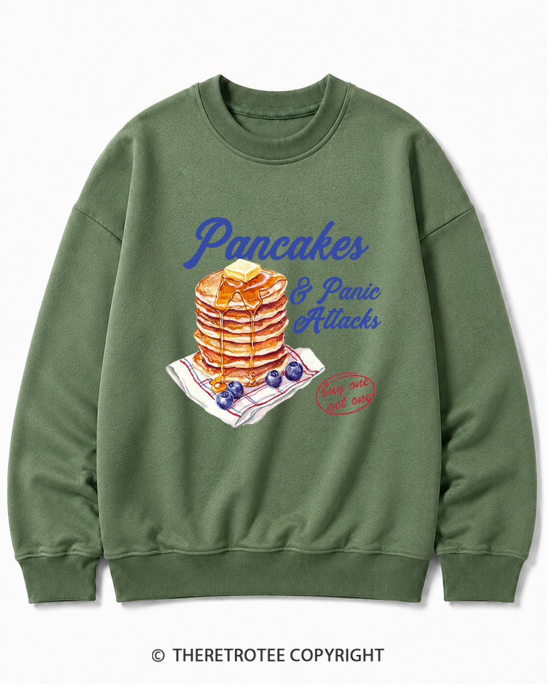 TheRetroTee Pancakes & Panic Attacks 1960s Cotton Sweatshirt