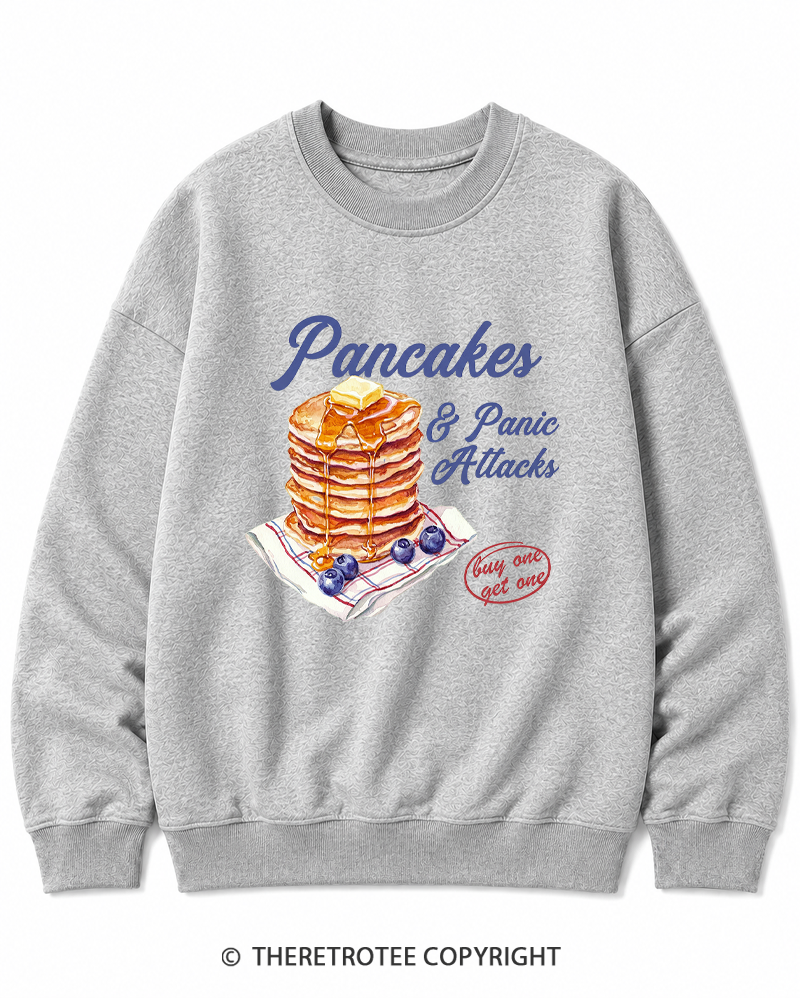 TheRetroTee Pancakes & Panic Attacks 1960s Cotton Sweatshirt