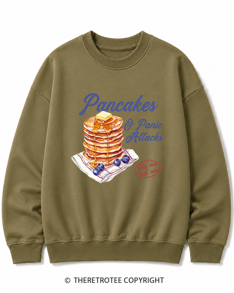 TheRetroTee Pancakes & Panic Attacks 1960s Cotton Sweatshirt