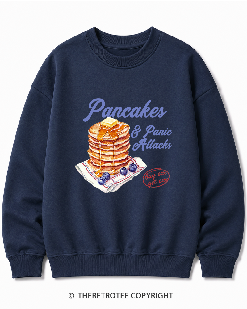 TheRetroTee Pancakes & Panic Attacks 1960s Cotton Sweatshirt