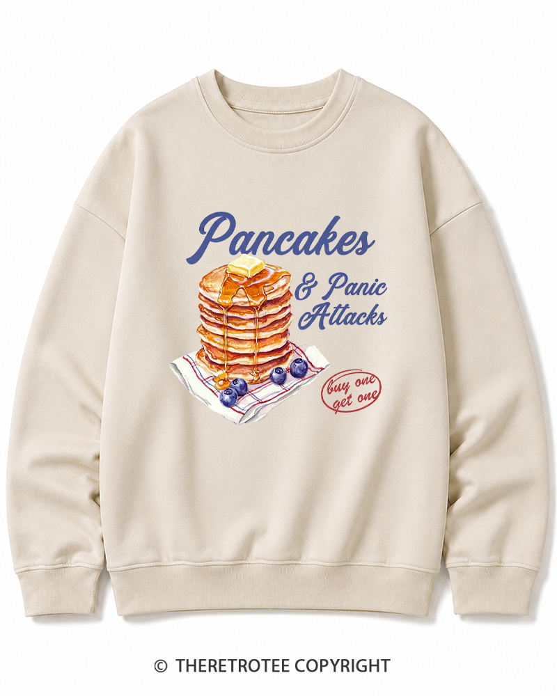 TheRetroTee Pancakes & Panic Attacks 1960s Cotton Sweatshirt