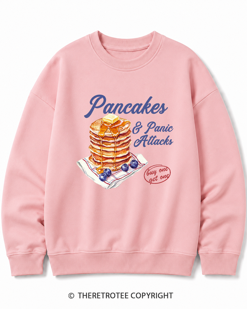 TheRetroTee Pancakes & Panic Attacks 1960s Cotton Sweatshirt