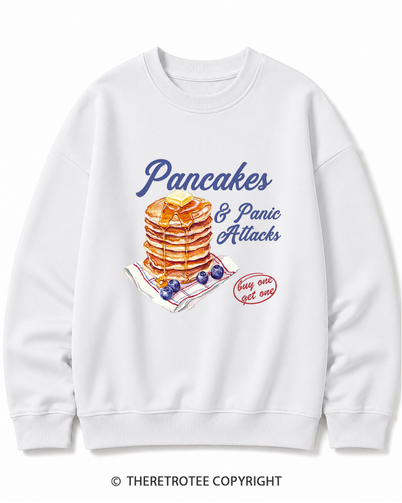 TheRetroTee Pancakes & Panic Attacks 1960s Cotton Sweatshirt