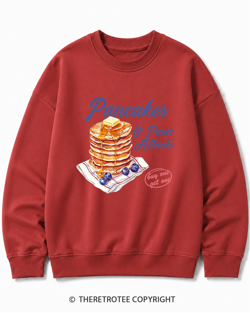 TheRetroTee Pancakes & Panic Attacks 1960s Cotton Sweatshirt