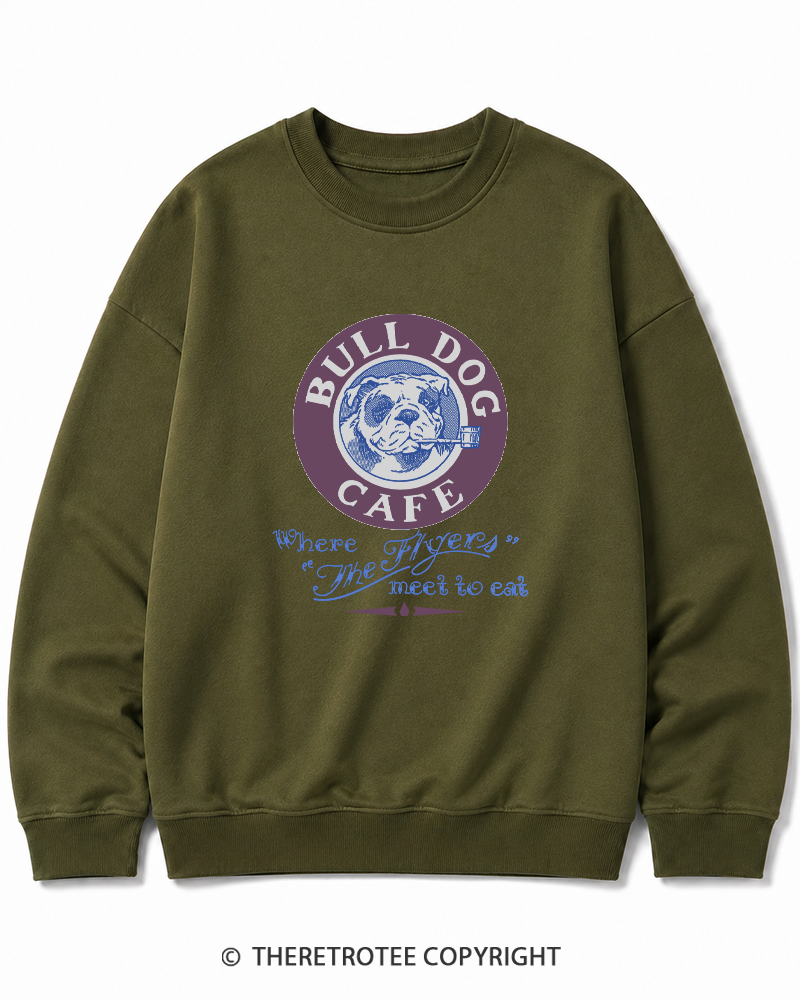 TheRetroTee Bulldog Cafe 1980s Cotton Sweatshirt