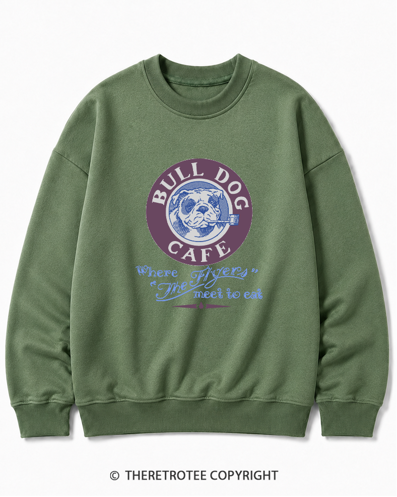 TheRetroTee Bulldog Cafe 1980s Cotton Sweatshirt