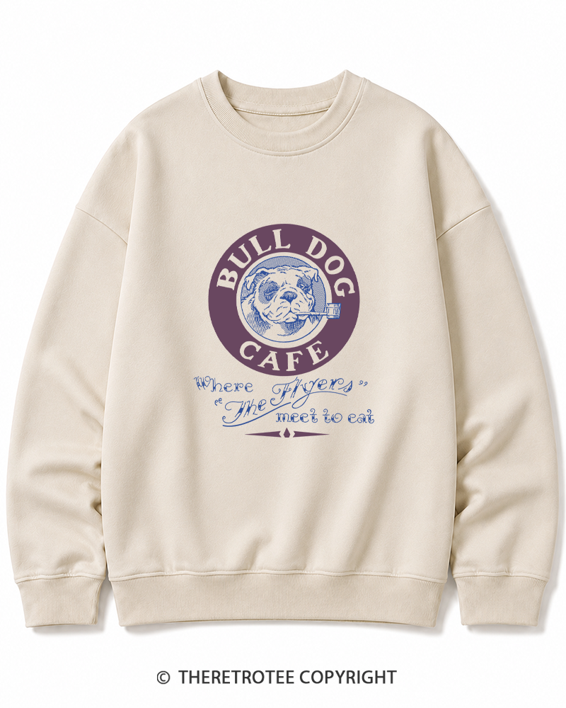 TheRetroTee Bulldog Cafe 1980s Cotton Sweatshirt