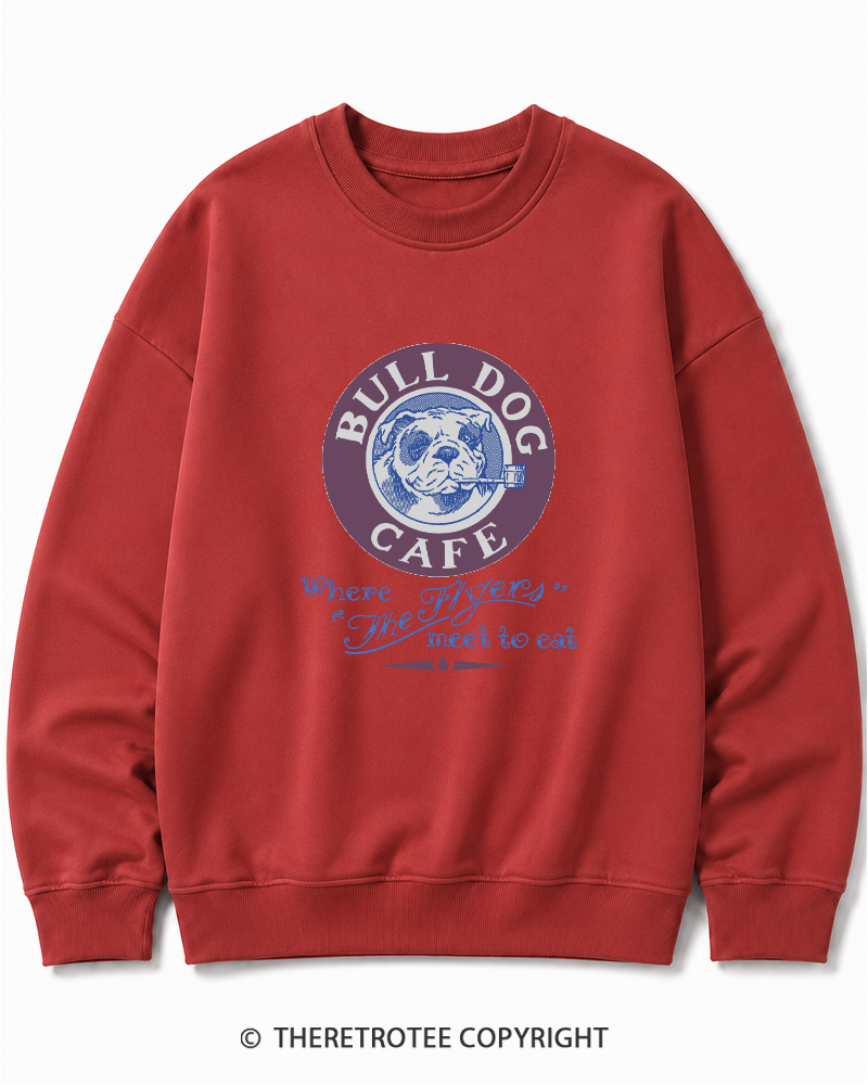 TheRetroTee Bulldog Cafe 1980s Cotton Sweatshirt